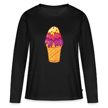 Crème glacée, crème glacée, crème glacée, crème glacée, boule, crème glacée, sundae - T-shirt manches longues Premium bio Femme - noir - Devant - Julia (174cm)
