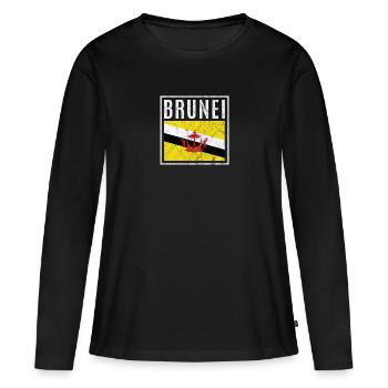 Brunei - T-shirt manches longues Premium bio Femme - noir - Devant - Julia (174cm)