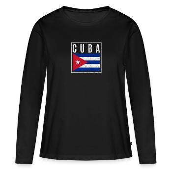Cuba - T-shirt manches longues Premium bio Femme - noir - Devant - Julia (174cm)