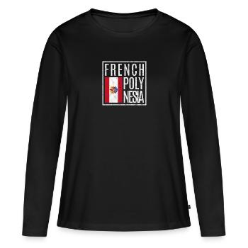 Polynésie française - T-shirt manches longues Premium bio Femme - noir - Devant - Julia (174cm)