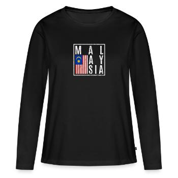 Malaysia - Frauen Premium Bio Langarmshirt - Schwarz - Vorne - Julia (174cm)
