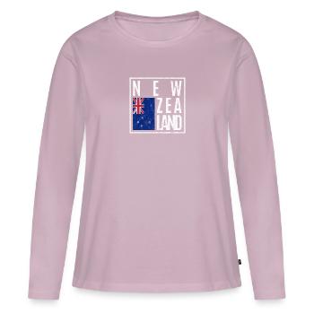 Nouvelle-Zélande - T-shirt manches longues Premium bio Femme - rose poudré - Devant - Julia (174cm)