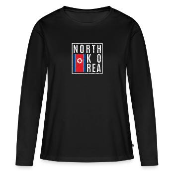 Corée du Nord - T-shirt manches longues Premium bio Femme - noir - Devant - Julia (174cm)