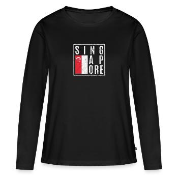 Singapour - T-shirt manches longues Premium bio Femme - noir - Devant - Julia (174cm)