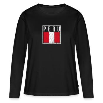 Pérou - T-shirt manches longues Premium bio Femme - noir - Devant - Julia (174cm)