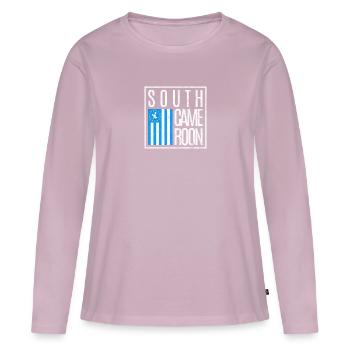 Cameroun du Sud - T-shirt manches longues Premium bio Femme - rose poudré - Devant - Julia (174cm)