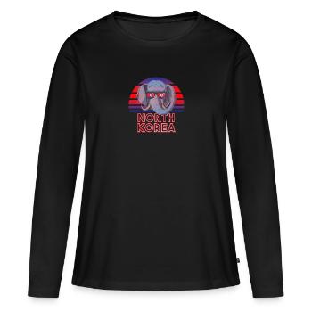 Corée du Nord - T-shirt manches longues Premium bio Femme - noir - Devant - Julia (174cm)