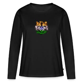 Indien - Frauen Premium Bio Langarmshirt - Schwarz - Vorne - Julia (174cm)