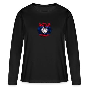 Laos - T-shirt manches longues Premium bio Femme - noir - Devant - Julia (174cm)