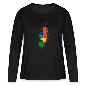 couleurs - T-shirt manches longues Premium bio Femme - noir - Devant - Julia (174cm)