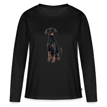 Dobermann - Frauen Premium Bio Langarmshirt - Schwarz - Vorne - Julia (174cm)