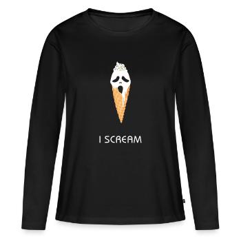 Crème glacée Crème glacée Crème glacée Crème glacée Je crie - T-shirt manches longues Premium bio Femme - noir - Devant - Julia (174cm)