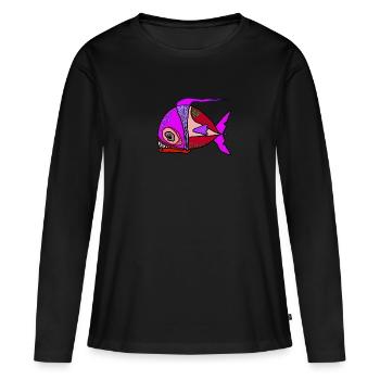 Bunter Surrealfisch Patchwork - Frauen Premium Bio Langarmshirt - Schwarz - Vorne - Julia (174cm)