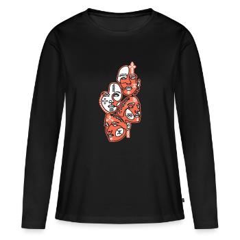 VISAGE TATOUAGE AMAZIGH ET AVEC DES BIJOUX KABYLE - T-shirt manches longues Premium bio Femme - noir - Devant - Julia (174cm)