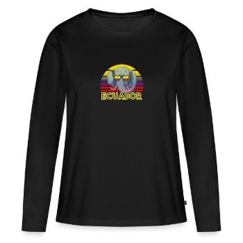 Ecuador - Frauen Premium Bio Langarmshirt - Schwarz - Vorne - Julia (174cm)