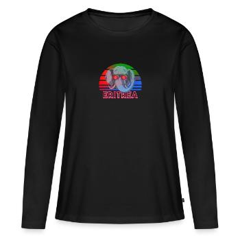 Eritrea - Frauen Premium Bio Langarmshirt - Schwarz - Vorne - Julia (174cm)