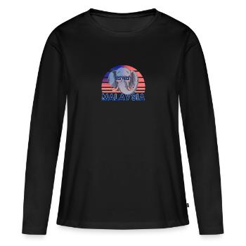 Malaysia - Frauen Premium Bio Langarmshirt - Schwarz - Vorne - Julia (174cm)