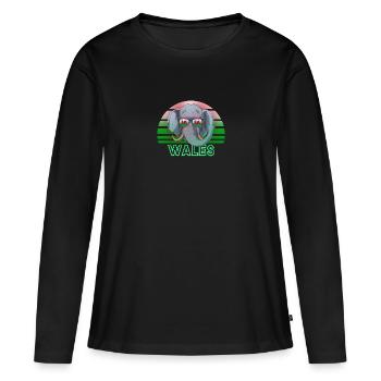 Wales - Women's Premium Organic Long Sleeve Shirt - black - Front - Julia (174cm)