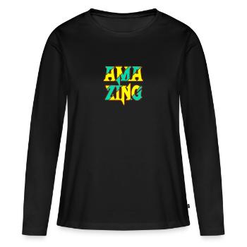 incroyable luminosité - T-shirt manches longues Premium bio Femme - noir - Devant - Julia (174cm)