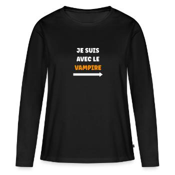 je suis avec le vampire - T-shirt manches longues Premium bio Femme - noir - Devant - Julia (174cm)