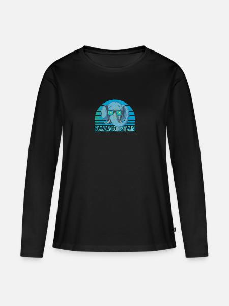 Kasachstan - Frauen Premium Bio Langarmshirt - Schwarz