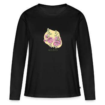 Malvenrosa botanische Zeichnung - Frauen Premium Bio Langarmshirt - Schwarz - Vorne - Julia (174cm)