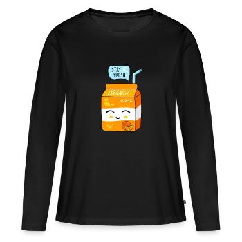 Du jus et du bonheur - T-shirt manches longues Premium bio Femme - noir - Devant - Julia (174cm)