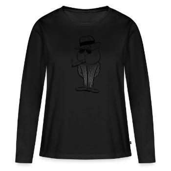 Man with cigar - Women's Premium Organic Long Sleeve Shirt - black - Front - Julia (174cm)