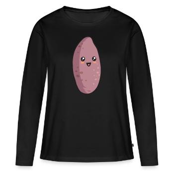 Légumes-racines de patates douces - T-shirt manches longues Premium bio Femme - noir - Devant - Julia (174cm)