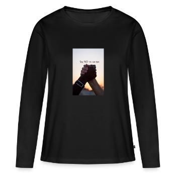 Dites NON au racisme - T-shirt manches longues Premium bio Femme - noir - Devant - Julia (174cm)