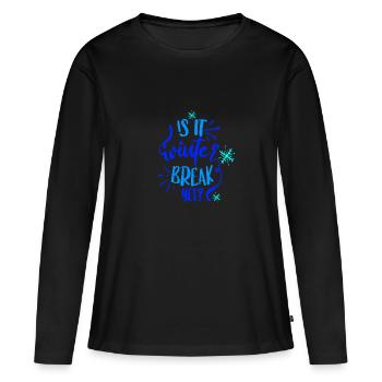 Vacances d’hiver - T-shirt manches longues Premium bio Femme - noir - Devant - Julia (174cm)