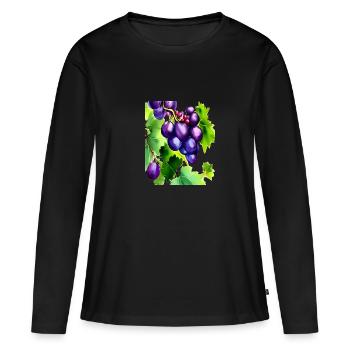 Raisins sur une vigne - T-shirt manches longues Premium bio Femme - noir - Devant - Julia (174cm)