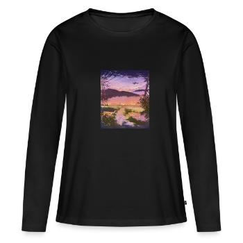 La campagne japonaise - T-shirt manches longues Premium bio Femme - noir - Devant - Julia (174cm)