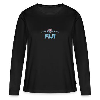 Fidji - T-shirt manches longues Premium bio Femme - noir - Devant - Julia (174cm)