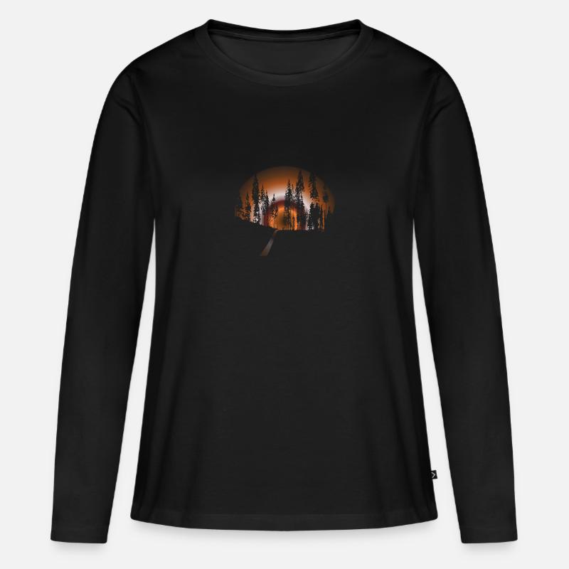 forest silhouette with path brown - Women's Premium Organic Long Sleeve Shirt - black
