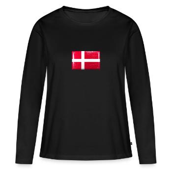 Drapeau du Danemark Drapeau Dannebrog Tin Sign Look - T-shirt manches longues Premium bio Femme - noir - Devant - Julia (174cm)