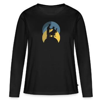 Hairdresser Comb Teaching - Women's Premium Organic Long Sleeve Shirt - black - Front - Julia (174cm)