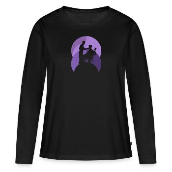 Coiffeur Coiffeur Coiffeur Coiffure - T-shirt manches longues Premium bio Femme - noir - Devant - Julia (174cm)