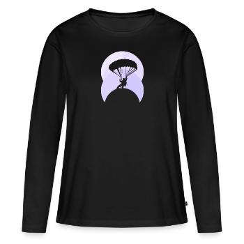 Fallschirmspringen Fallschirm Extremsport - Frauen Premium Bio Langarmshirt - Schwarz - Vorne - Julia (174cm)