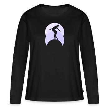 Unicycling Penny farthing Artiste - T-shirt manches longues Premium bio Femme - noir - Devant - Julia (174cm)