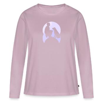 École canine Sports canins Dressage de chiens - T-shirt manches longues Premium bio Femme - rose poudré - Devant - Julia (174cm)