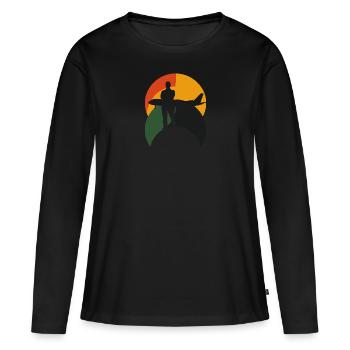 Flugbegleiter Flugzeug Flugverkehr - Frauen Premium Bio Langarmshirt - Schwarz - Vorne - Julia (174cm)