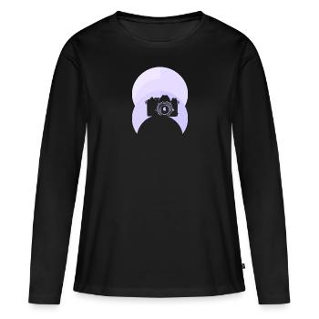 Photographe photographiant un appareil photo numérique - T-shirt manches longues Premium bio Femme - noir - Devant - Julia (174cm)