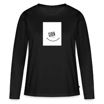 Geben ist Glueck Black and White - Frauen Premium Bio Langarmshirt - Schwarz - Vorne - Julia (174cm)