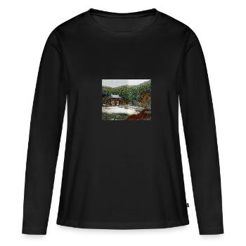 Tempel im Wald - Frauen Premium Bio Langarmshirt - Schwarz - Vorne - Julia (174cm)
