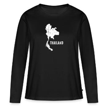 Thailand - Frauen Premium Bio Langarmshirt - Schwarz - Vorne - Julia (174cm)