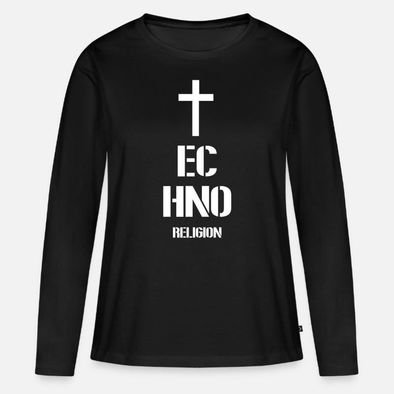 Techno - Frauen Premium Bio Langarmshirt - Schwarz