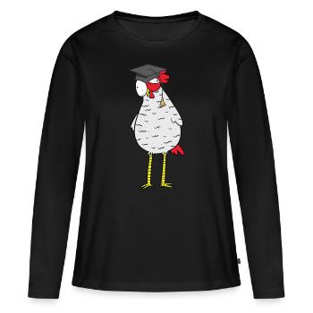 Schlaues kluges Huhn Henne Hühner Federvieh Abi - Frauen Premium Bio Langarmshirt - Schwarz - Vorne - Julia (174cm)