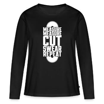 Mesure Mesure Couper Jument Répéter 4 - T-shirt manches longues Premium bio Femme - noir - Devant - Julia (174cm)