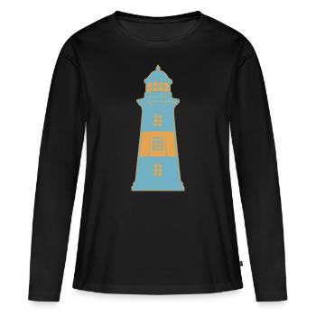 Phare sur la côte maritime - T-shirt manches longues Premium bio Femme - noir - Devant - Julia (174cm)